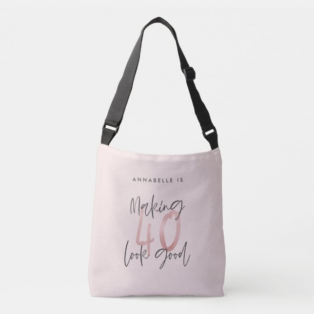 Bolso Cruzado purpurina rosa brillante moderno con estilo 40 año (Anverso)