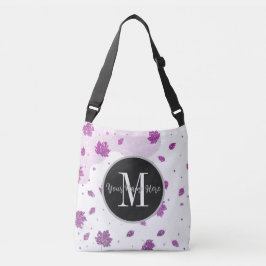 Bolso Cruzado Purpurina rosa suave hojas otoñales Añadir tu nomb