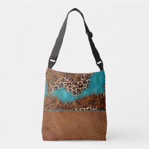 Bolso Cruzado Purpurina Turquesa Occidental Leather Flourid Leop