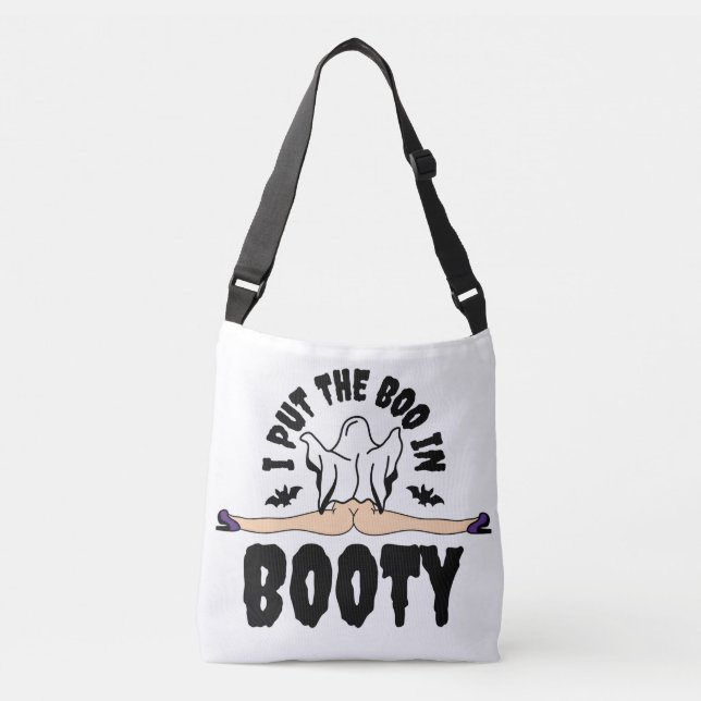 Bolso Cruzado Puse el Boo en una mujer fantasma de Halloween. (Anverso)