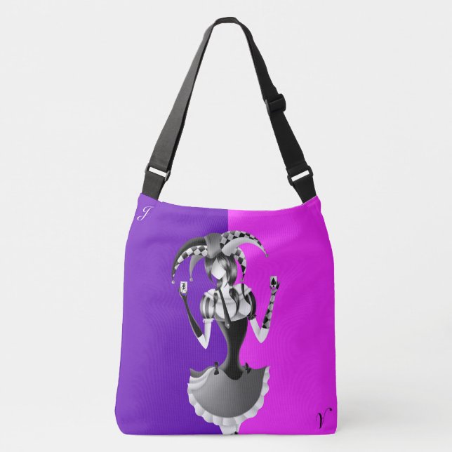 Bolso Cruzado Quirky Jester Holding two Playing Cards   (Anverso)