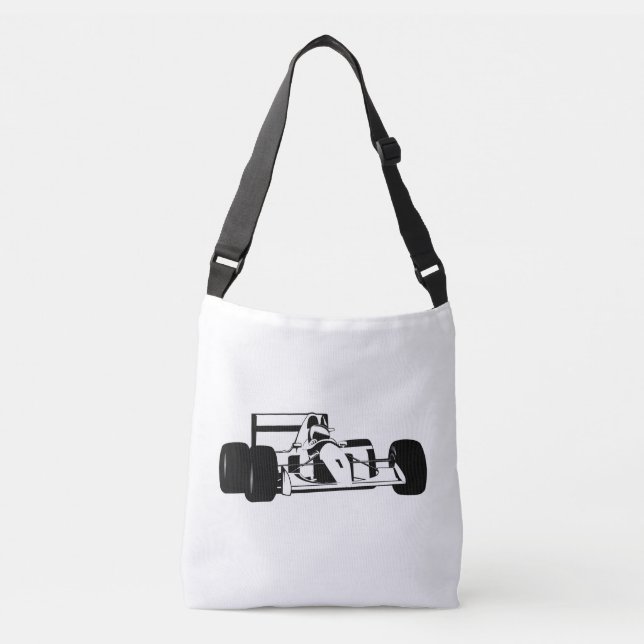 Bolso Cruzado Race Car Silhouette blanco y negro (Anverso)