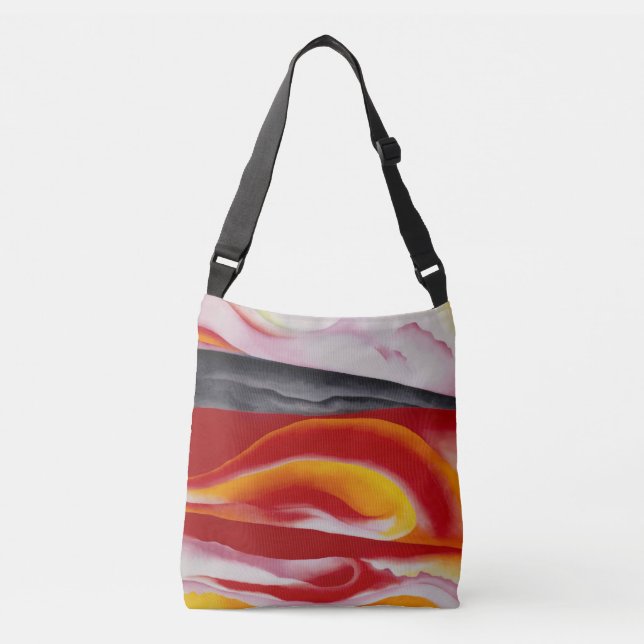 Bolso Cruzado Racha roja, amarilla y negra | Georgia O'Keeffe | (Anverso)