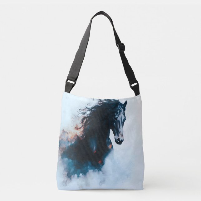 Bolso Cruzado  Racing Black Horse Portrait Minimalist (Anverso)