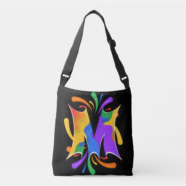 Bolso Cruzado Rainbow Letter M Monogram Abstract (Anverso)