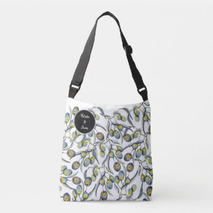 Bolso Cruzado Rama de olivo boho pintada a mano