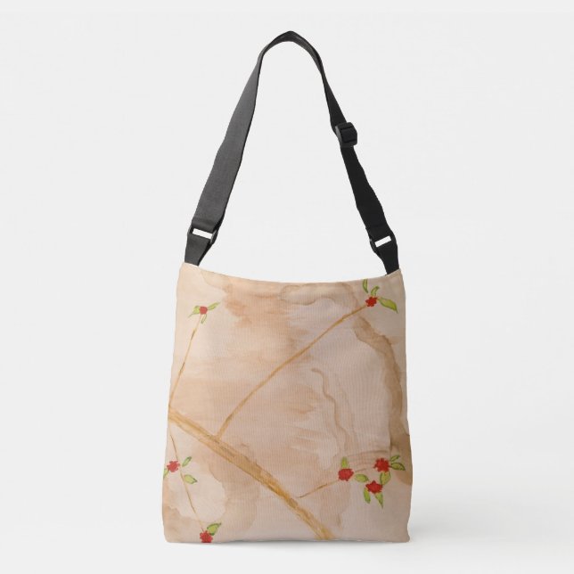 Bolso Cruzado Ramas de primavera con flores rojas (Anverso)