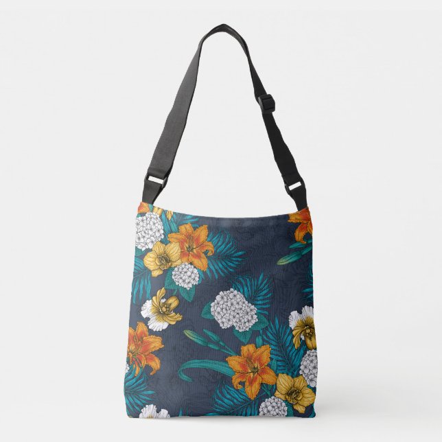 Bolso Cruzado Ramo tropical azul (Anverso)