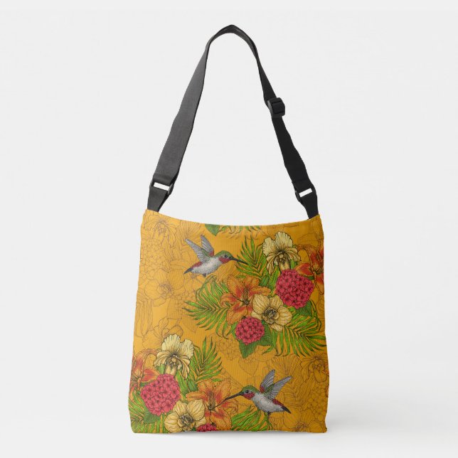 Bolso Cruzado Ramos tropicales y colibríes 2 (Anverso)
