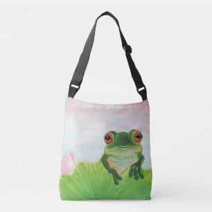 Bolso Cruzado Rana verde relajándose en el estanque