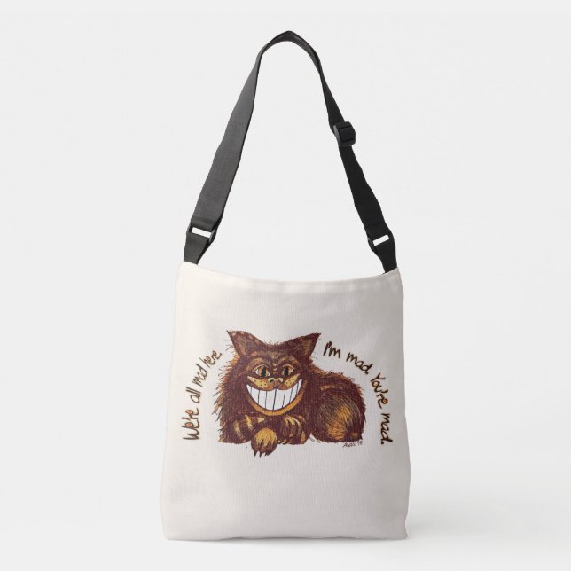 Bolso Cruzado Rap de gato loco por Aleta (Anverso)