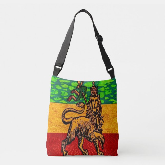 Bolso Cruzado Rasta León de la Bandera de Judá (Anverso)