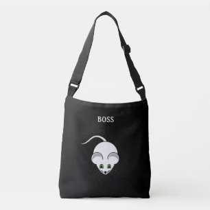 Bolso Cruzado Ratón blanco lindo y caligrafía