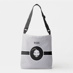 Bolso Cruzado Ratón blanco lindo y caligrafía en gris claro