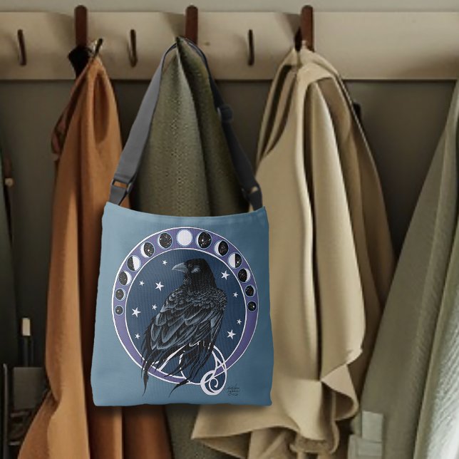 Bolso Cruzado Raven Moon Phases Stars Blue (Subido por el creador)