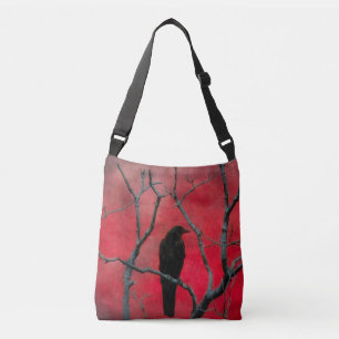 Bolso Cruzado Raven Y Un Cielo Rojo De Terciopelo