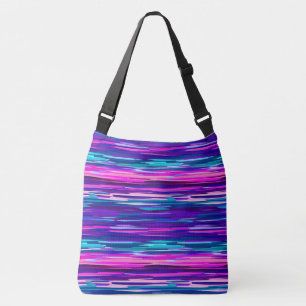 Bolso Cruzado Rayas abstractas púrpura, rosa y azul