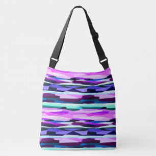 Bolso Cruzado Rayas abstractas púrpura, rosa y azul