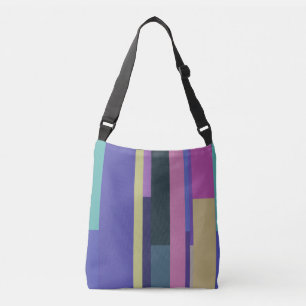 Bolso Cruzado Rayas abstractas púrpura, rosa y gris