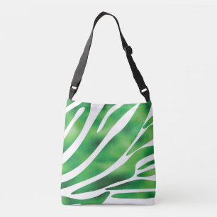 Bolso Cruzado Rayas abstractas verdes y blancas
