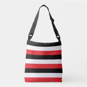 Bolso Cruzado Rayas Blancas Negras Rojas