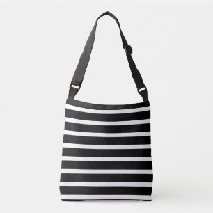 Bolso Cruzado Rayas Blancas y Negras