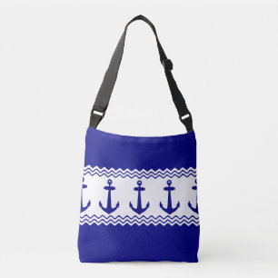 Bolso Cruzado Rayas costeras de Ancla Náutica Azul Blanco
