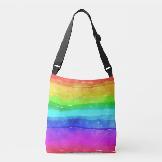 Bolso Cruzado Rayas de arcoiris acuáticas (Anverso)