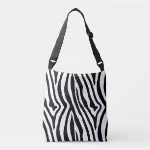 Bolso Cruzado Rayas de cebra en blanco y negro Impresión de an