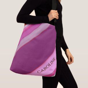 Bolso Cruzado Rayas de ciruela rosada Nombre personalizado