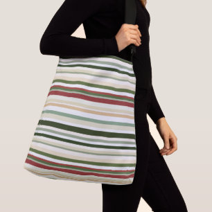 Bolso Cruzado Rayas de oliva, verde y roja