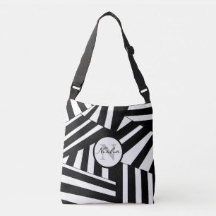 Bolso Cruzado Rayas diagonales en blanco y negro personalizadas