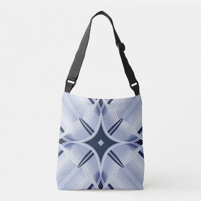 Bolso Cruzado Rayas en armonía azul y gris (Anverso)