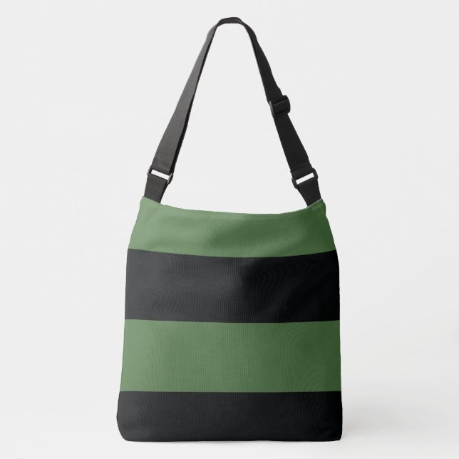 Bolso Cruzado Rayas extra anchas oscuras, verdes y negros (Anverso)