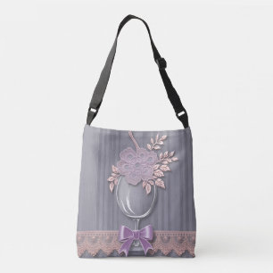 Bolso Cruzado Rayas moradas y grises regalo de dama de honor art