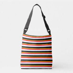 Bolso Cruzado Rayas Negras Amarillas Rojas Blancas