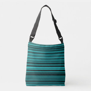 Bolso Cruzado Rayas negras verde azuladas