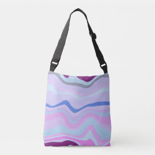 Bolso Cruzado Rayas onduladas rosa, azul y púrpura