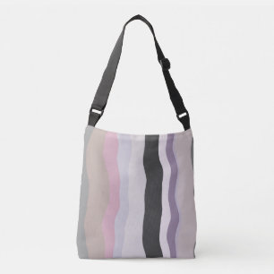 Bolso Cruzado Rayas onduladas rosadas y púrpuras
