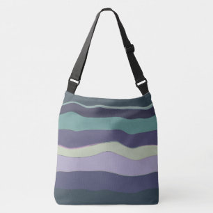 Bolso Cruzado Rayas onduladas turquesa y violeta