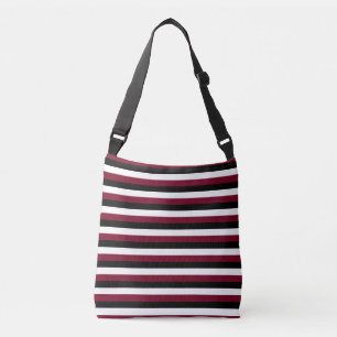 Bolso Cruzado Rayas rojas burgundy negras blancas