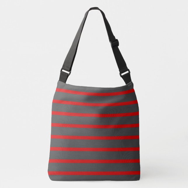 Bolso Cruzado Rayas rojas y grises (Anverso)
