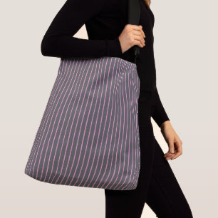 Bolso Cruzado Rayas rosadas y grises