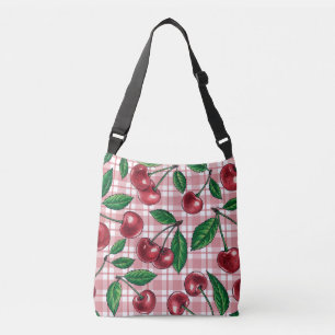 Bolso Cruzado Red cherries on pink gingham