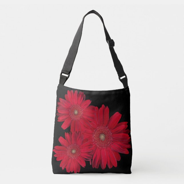 Bolso Cruzado Red Gerber Daisy Close Up Photography (Anverso)