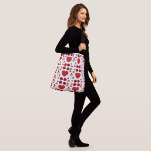 Bolso Cruzado Red heart red flowers garden chic floral foliage