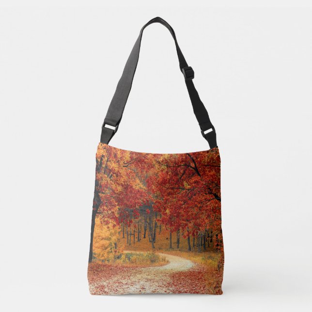 Bolso Cruzado Red Leaves Woods Raviva Versátil Durable (Anverso)