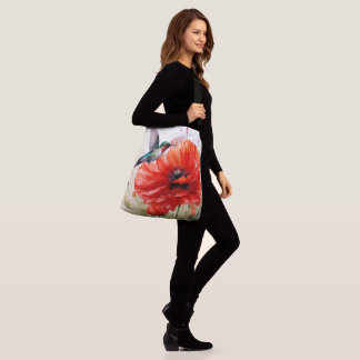 Bolso Cruzado Red Poppy w/Hummingbird Joy, Peace, Love