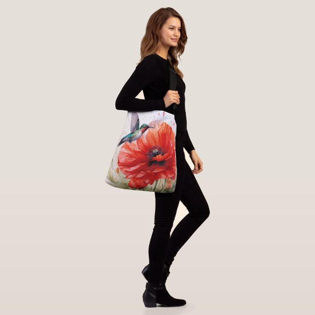 Bolso Cruzado Red Poppy w/Hummingbird Joy, Peace, Love (Puesto)
