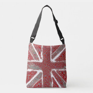 Bolso Cruzado Red Union Jack Liquid Art, Wild Animal Patterin